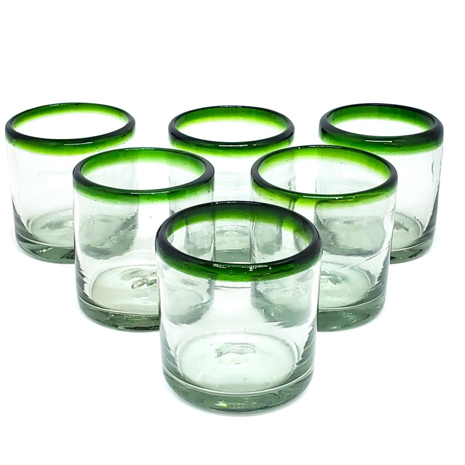 Emerald Green Rim 8 oz DOF Rock Glasses (set of 6)